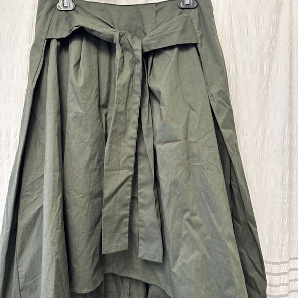 Who What Wear Skirt Womens Military Green Front Tie Khaki Stretchy Waist 28” Mid - Picture 3 of 7